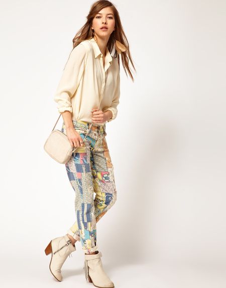 Current-Elliott Patchwork Stiletto Skinny Jeans