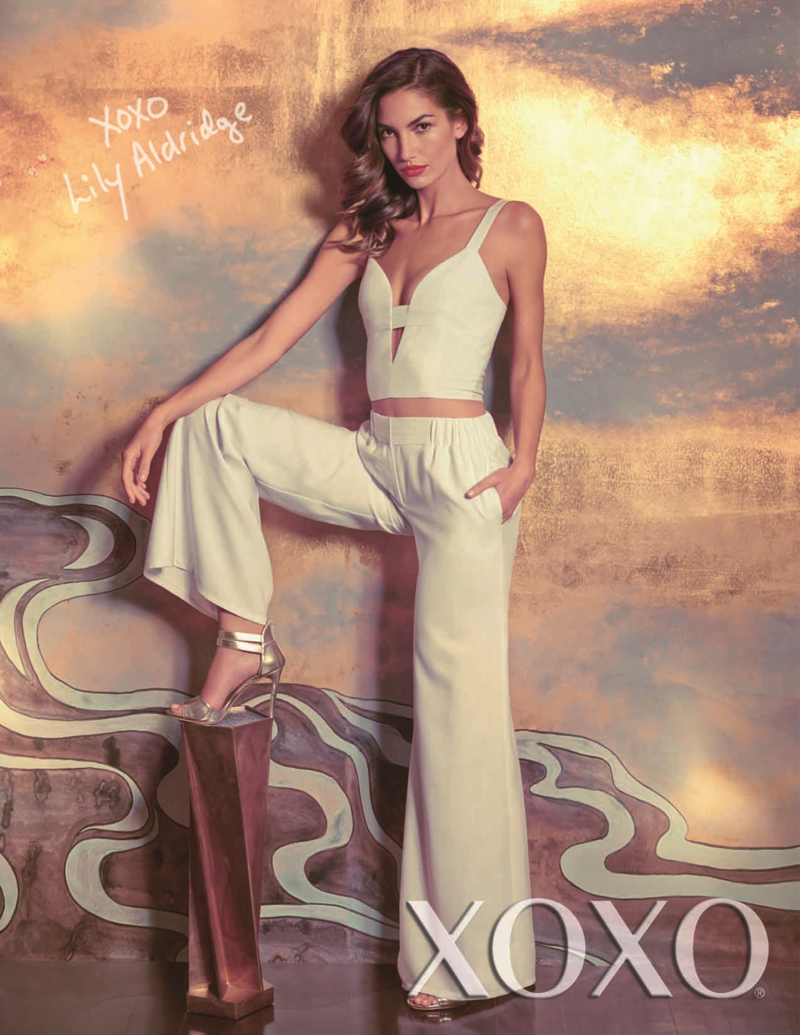 XOXO Lily Aldridge SS14 White Crop Top Pant_logo