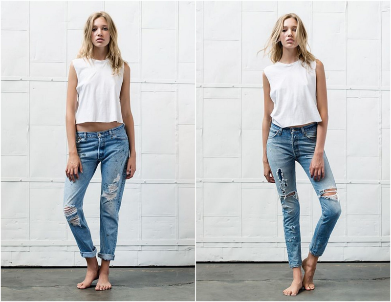 RE/DUN, recycled jeans, repurposed jeans, upcycle, boyfriend, distressed jeans, ripped jeans, diy jeans