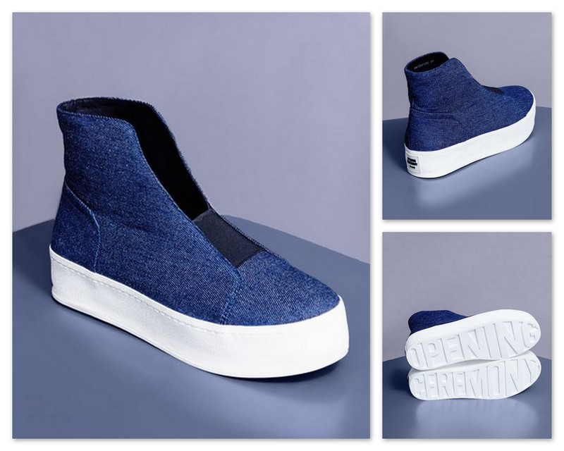 Opening Ceremony Open Hi Top Platform Sneakers, Denim Sneakers, Jean sneakers, platform high tops