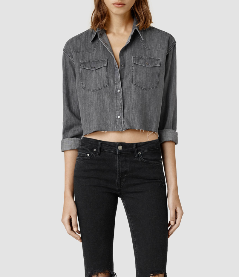 All Saints, Crop Top, Denim Shirt, Button Down, Best denim shirts for spring, Jeans, Spring 2015
