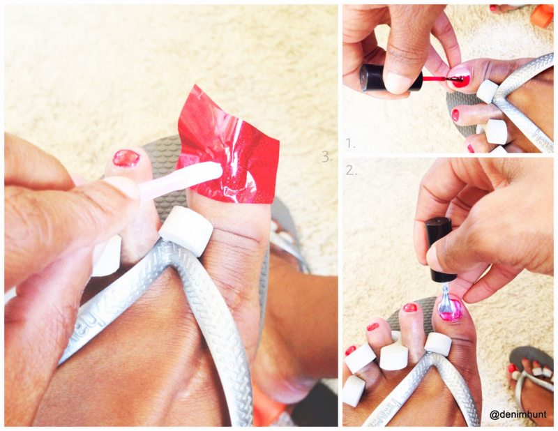 Nail Foiling, Sparkling Ruby Toes