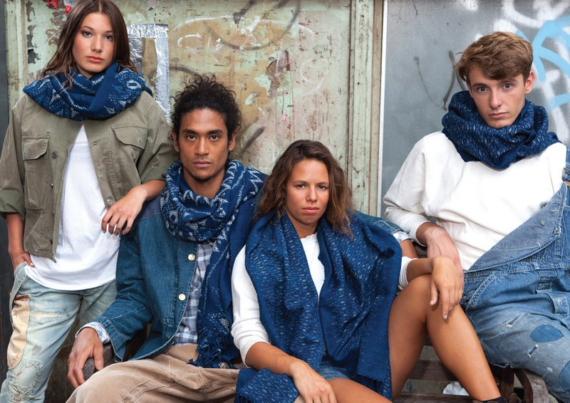 indigo people, denim scarves, scarf, indigo