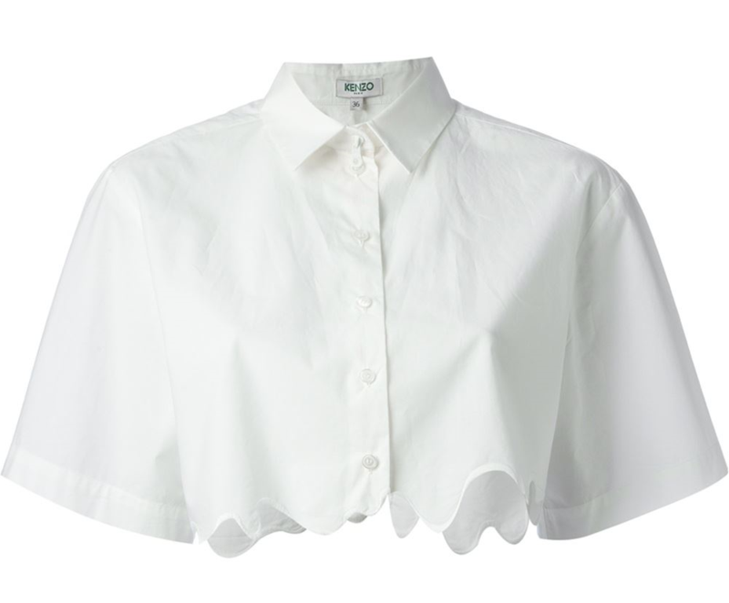 Kenzo,crop top, cotton, white button down