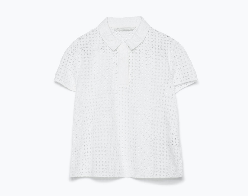 Zara, cut work top, crop top, cotton tee