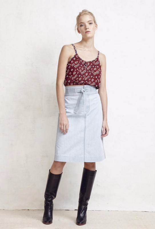 Warm knee length denim skirt NY fashion week fall 2016