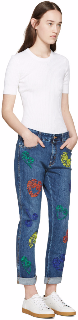 Stella mccartney embroidered skinny boyfriend jeans